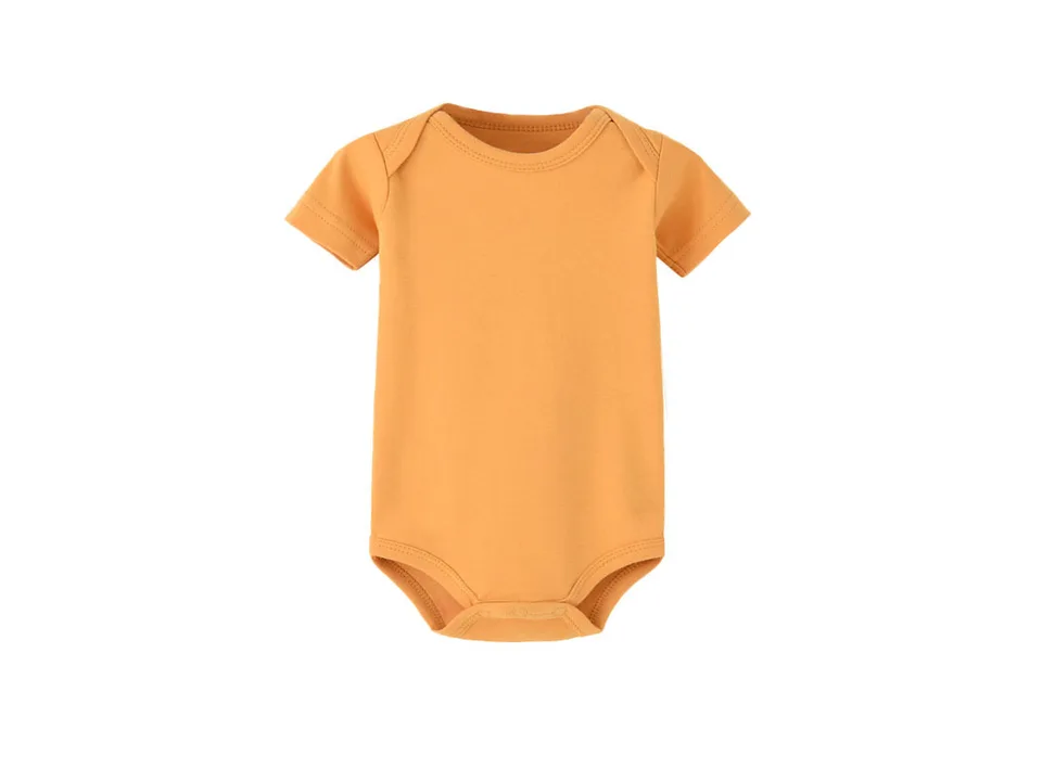 Orange baby short-sleeve romper bodysuit