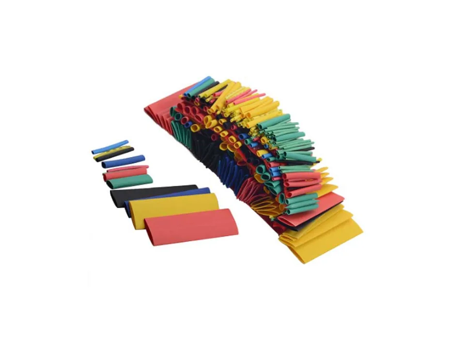 A large collection of assorted heat shrink tubing pieces.