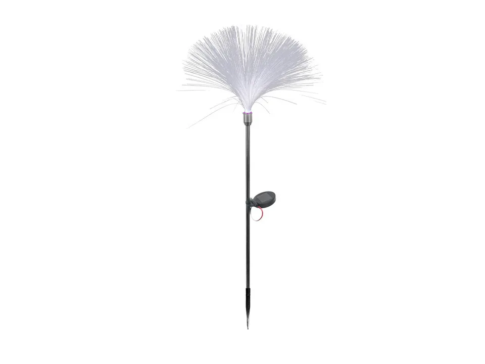 A single fiber optic LED landscape light stake on a white background.