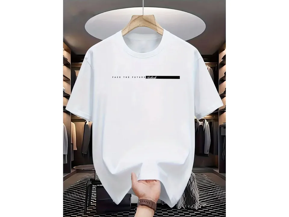 White short sleeve t-shirt with 'Face the Future' graphic print.