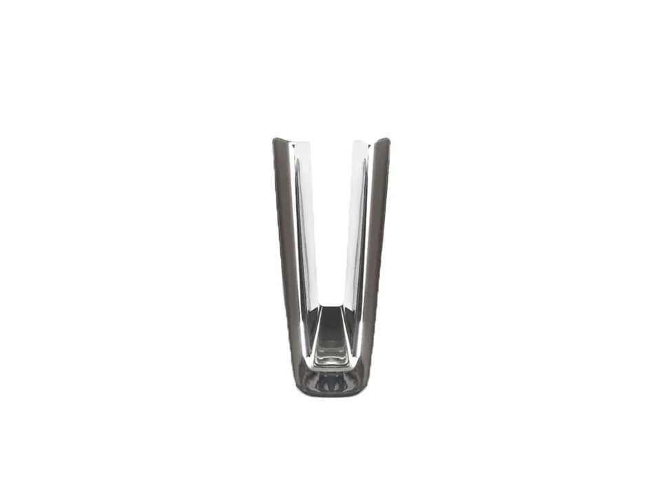 A single chrome-finished automotive interior trim piece.