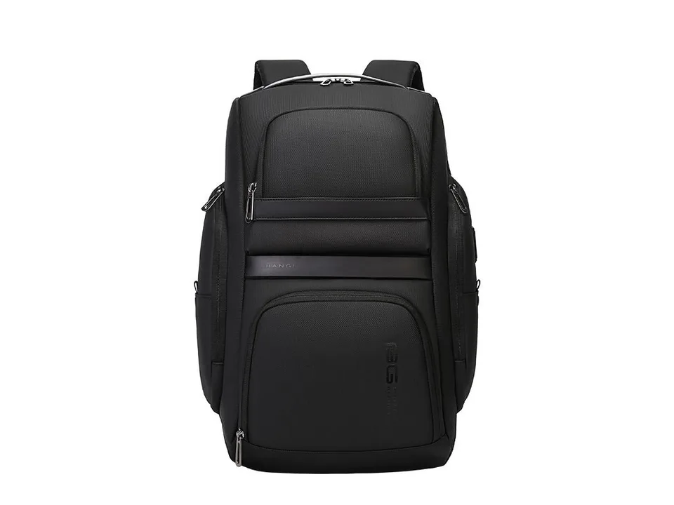 Black business backpack, front view