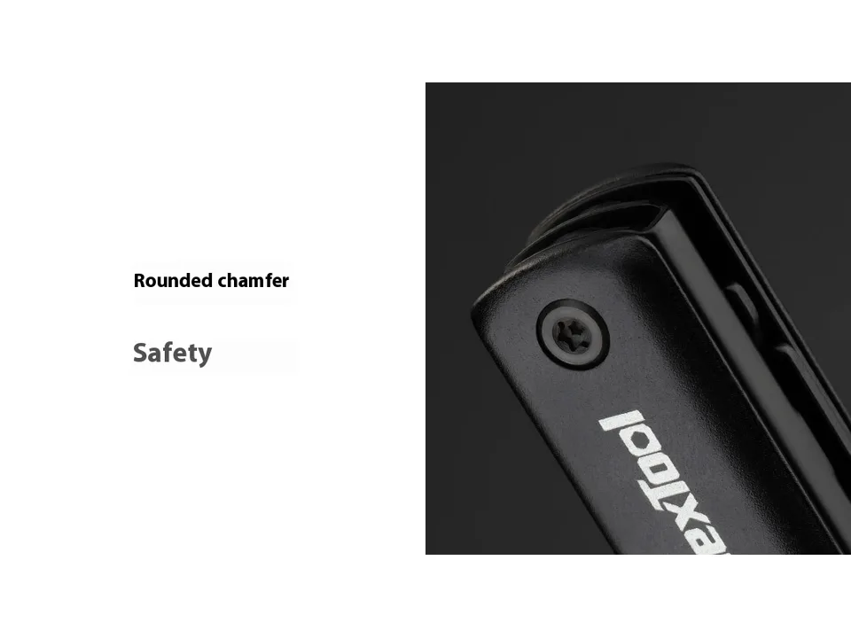 Close-up of the rounded edge of the multi-tool casing.