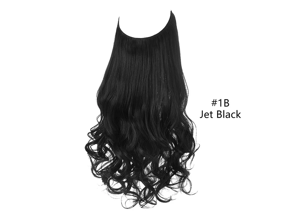 Jet black curly hair extension piece.