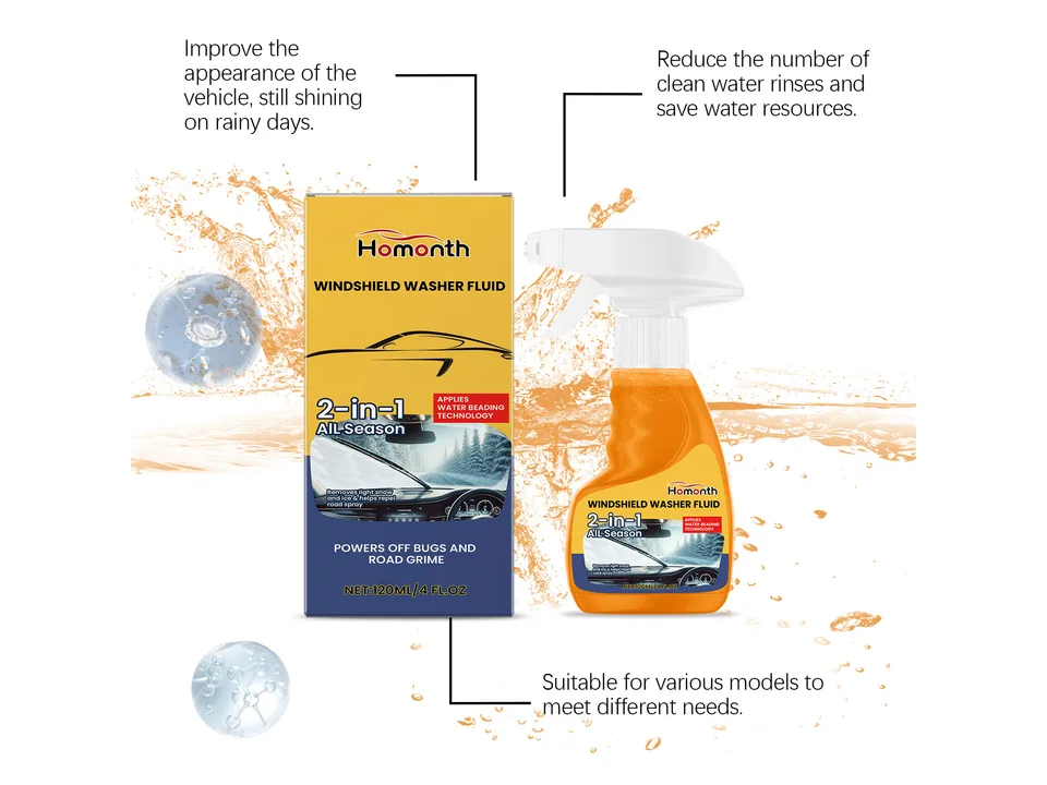 Windshield washer fluid bottle and its box packaging.