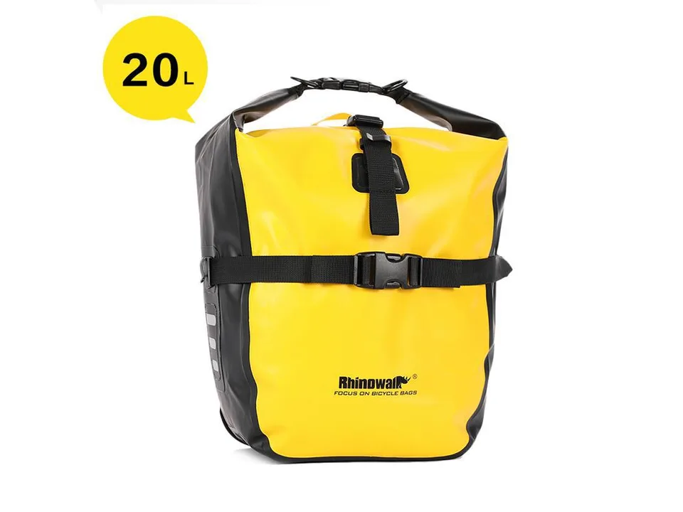 Yellow 20L roll-top bicycle pannier bag