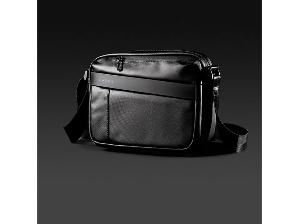 Black Bange crossbody bag on a dark background