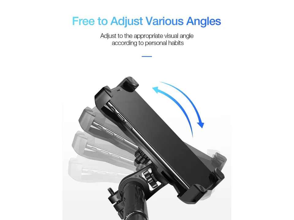 Side view of the phone holder demonstrating tilt adjustment.