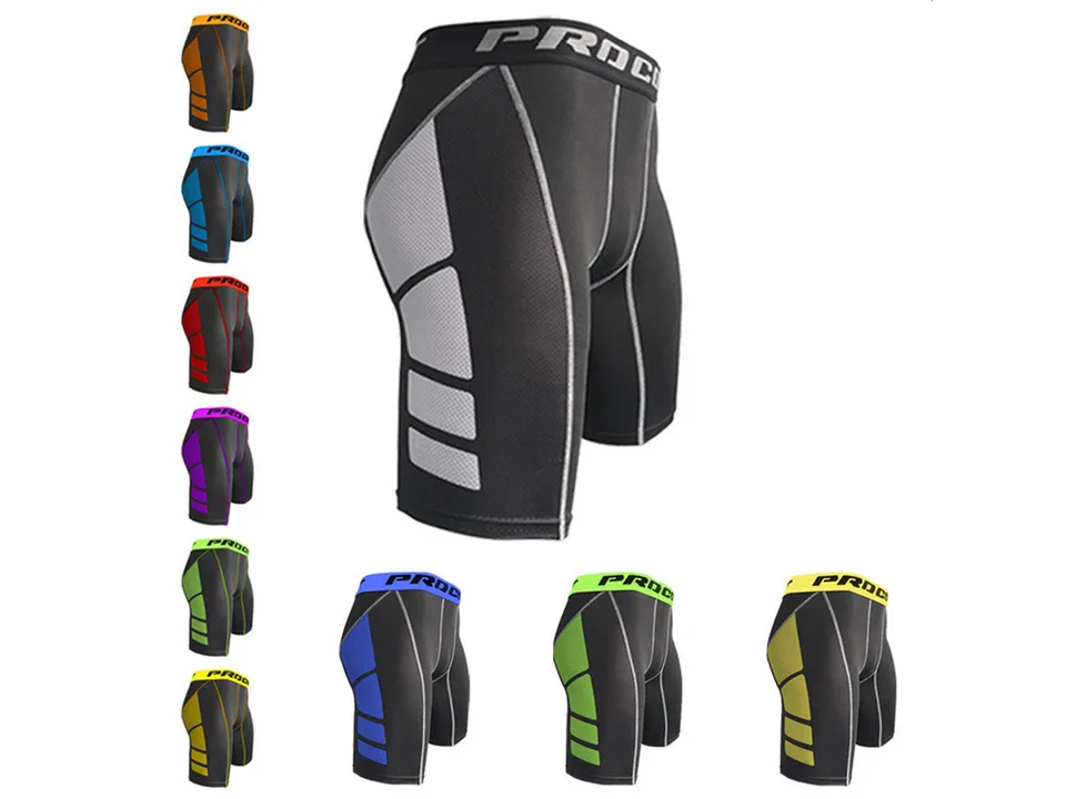 A collage showing the compression shorts in various color options.