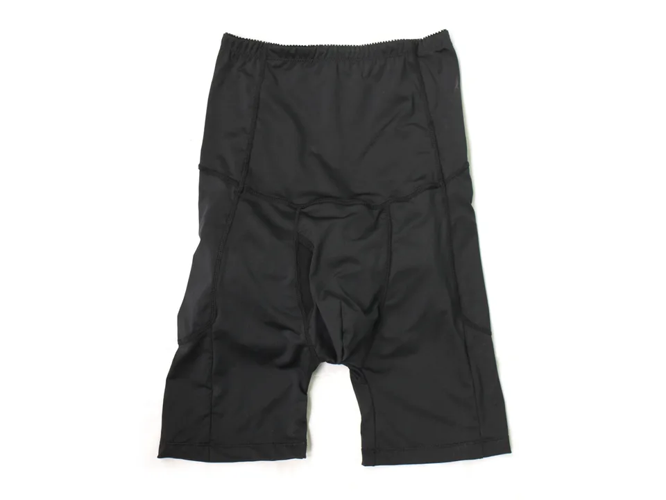 Front view of the black high-waist compression shapewear shorts.
