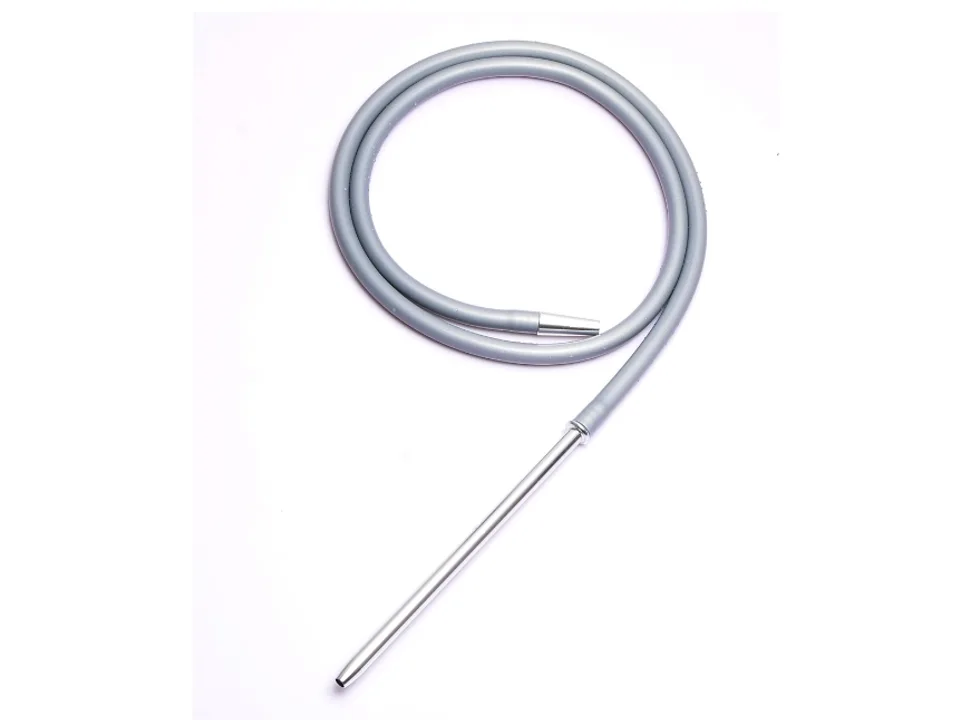 A single grey silicone hookah hose with a silver aluminum handle.