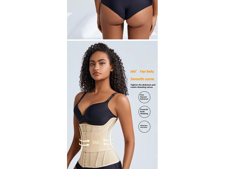 The waist trainer belt shown in both black and apricot color options.