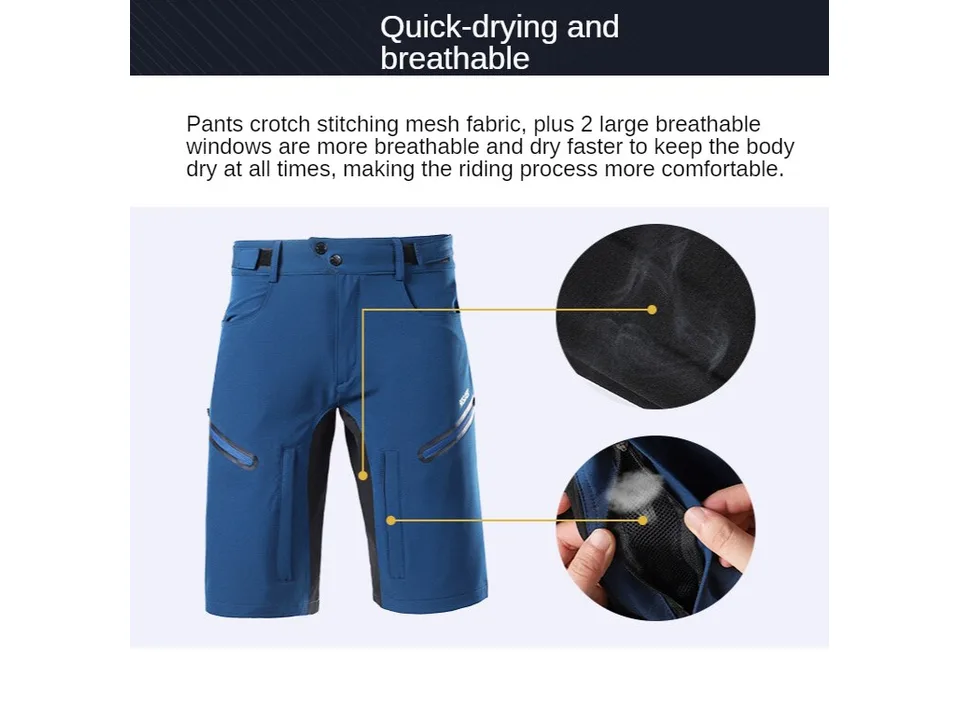 Shorts showing mesh ventilation panels and breathable fabric details.