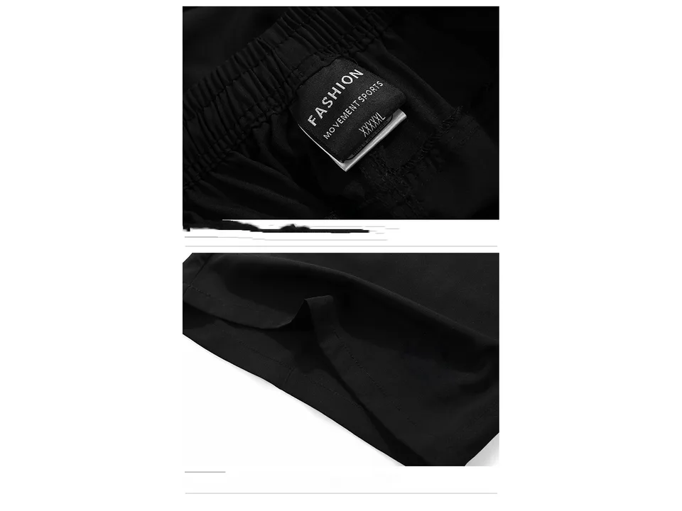 Close-up of the internal waistband label and the hem of the shorts.