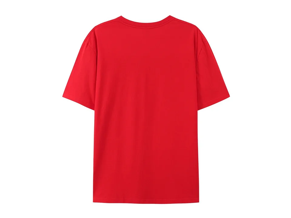 A red t-shirt with a graphic print of a crow and the text F-CAW-F.