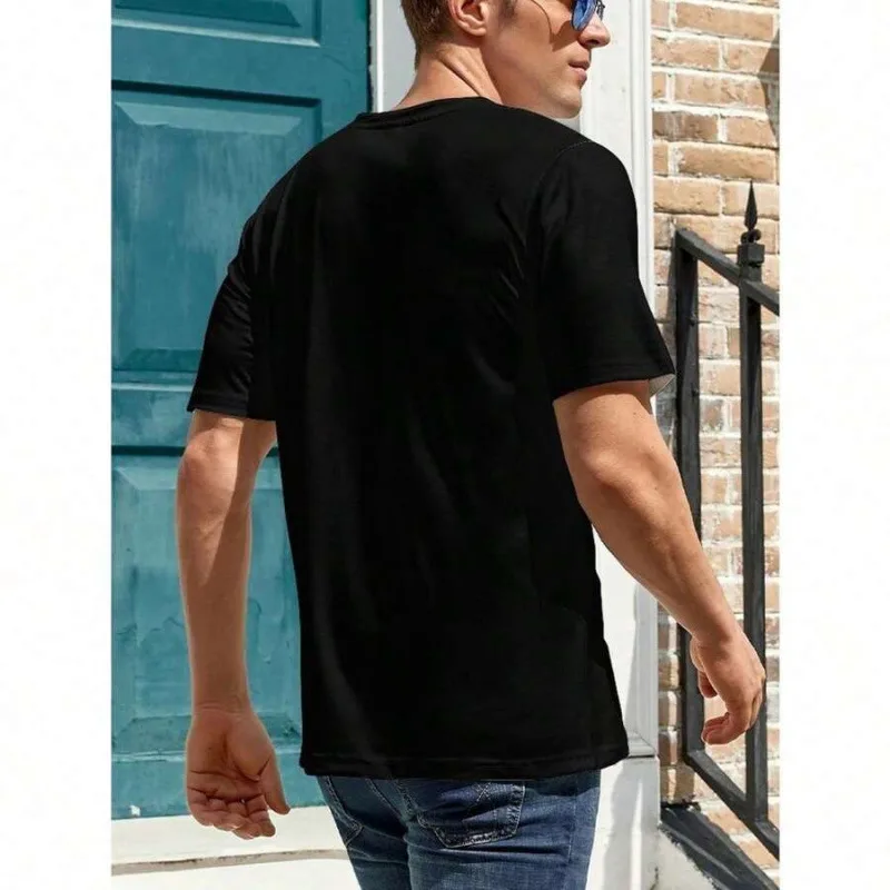 Men's Casual Cotton Short-Sleeve Graphic T-Shirt with Printed Design