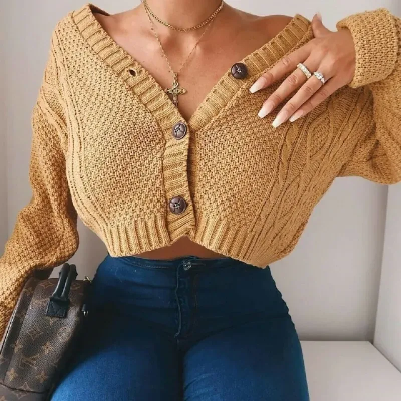 Women's Twisted Knit Pullover - Thickened Acrylic, Autumn Winter — Camel, Small
