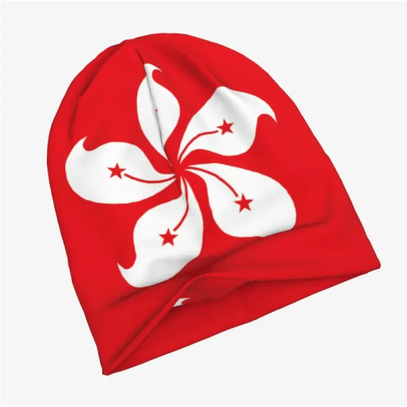 Knitted Tam Beanie - Flag Letter Pattern, Double Elastic, Adult and Child — Hong Kong, Adult Size