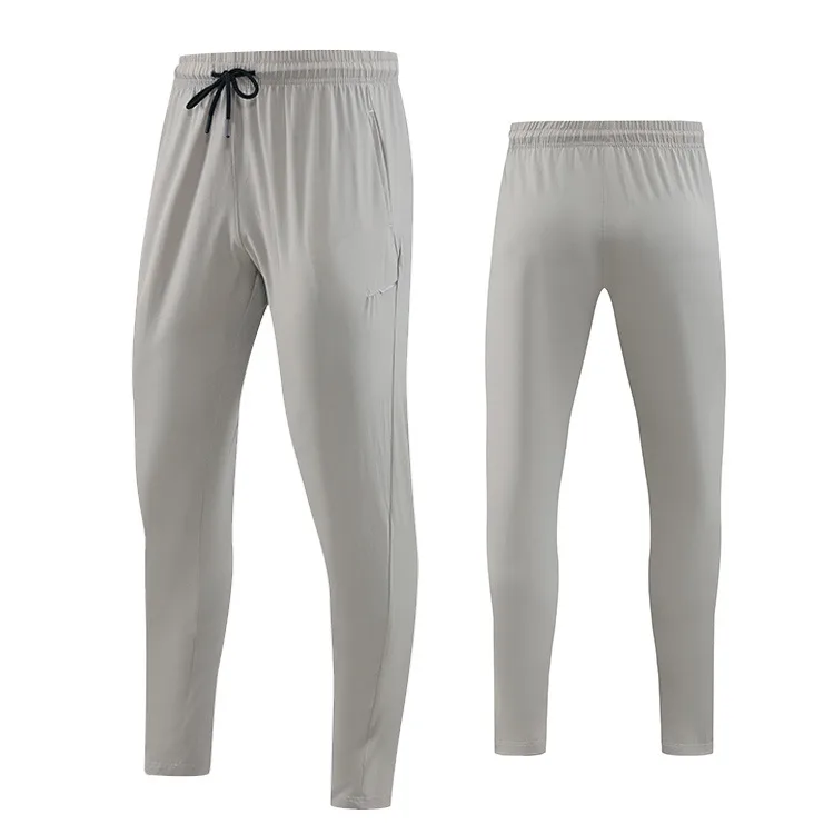 Casual Quick-drying Sports Pants Men's Straight Loose Ice Silk Cool Pants — Light Gray, M