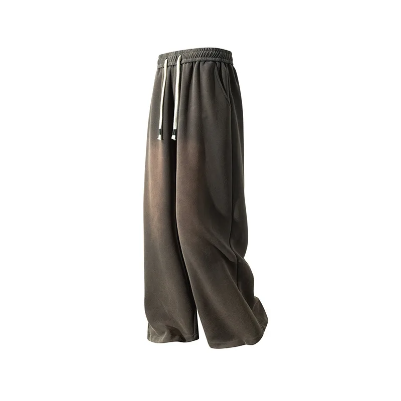 American-style Heavy Washed Casual Trousers — Gray, XL