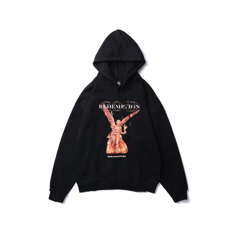 Men's Batik Washed Hoodie - Half Cotton Pullover, Black Grey or White — Black, L