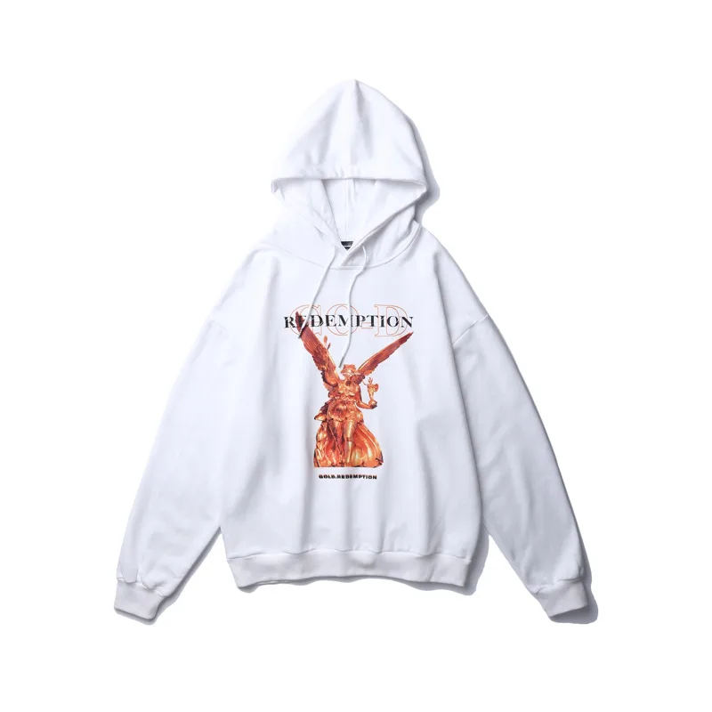 Men's Batik Washed Hoodie - Half Cotton Pullover, Black Grey or White — White, M