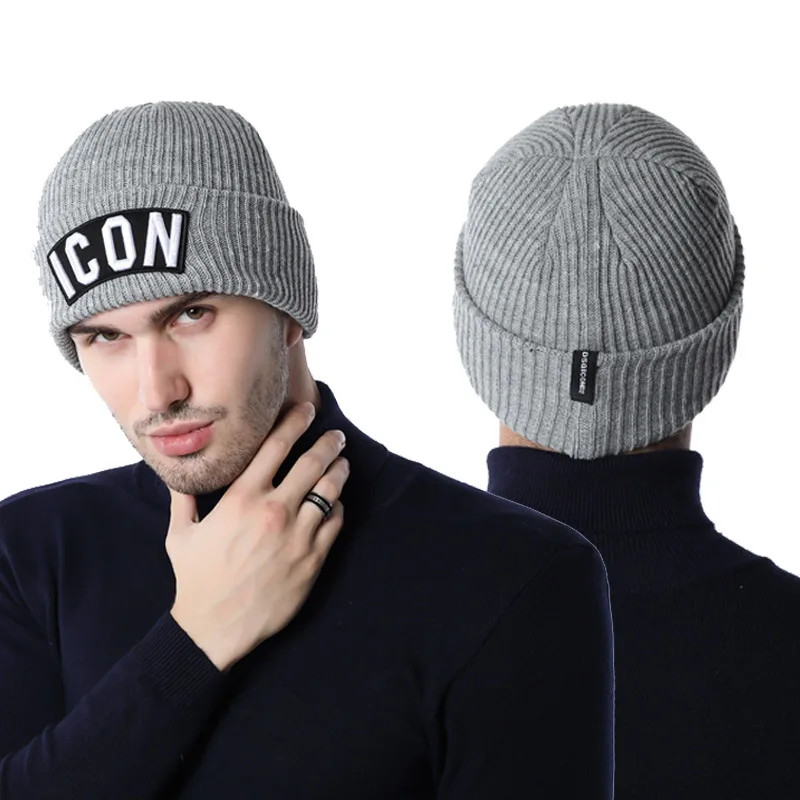 Wool Beanie Hat - Letter Pattern, Windproof, Unisex One Size