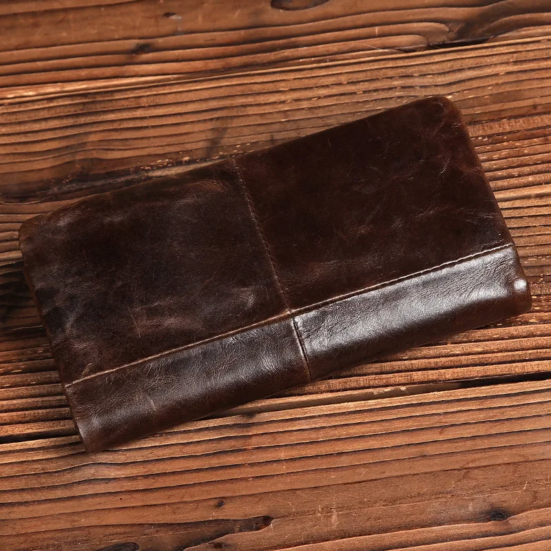 Men's Leather Wallet - Large Capacity Bifold, 18 x 9.5 cm