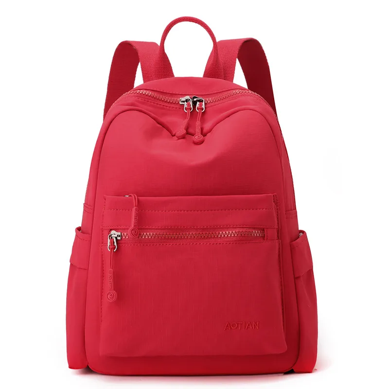 Women's Casual Backpack - Oxford Cloth, Eleven Colours, Everyday and Travel — Pomegranate Red