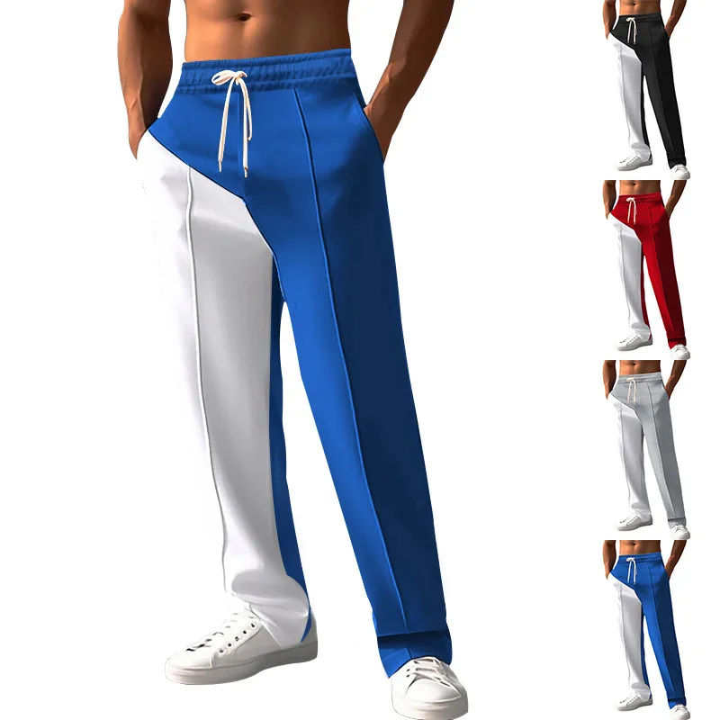Men's Straight Casual Trousers - Polyester Drawstring, Mid Waist, S to XXXL
