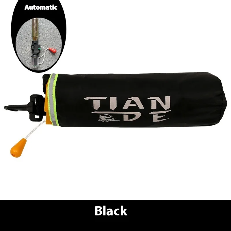 Inflatable Life Jacket - Automatic or Manual Portable Emergency Buoy — Black Manual