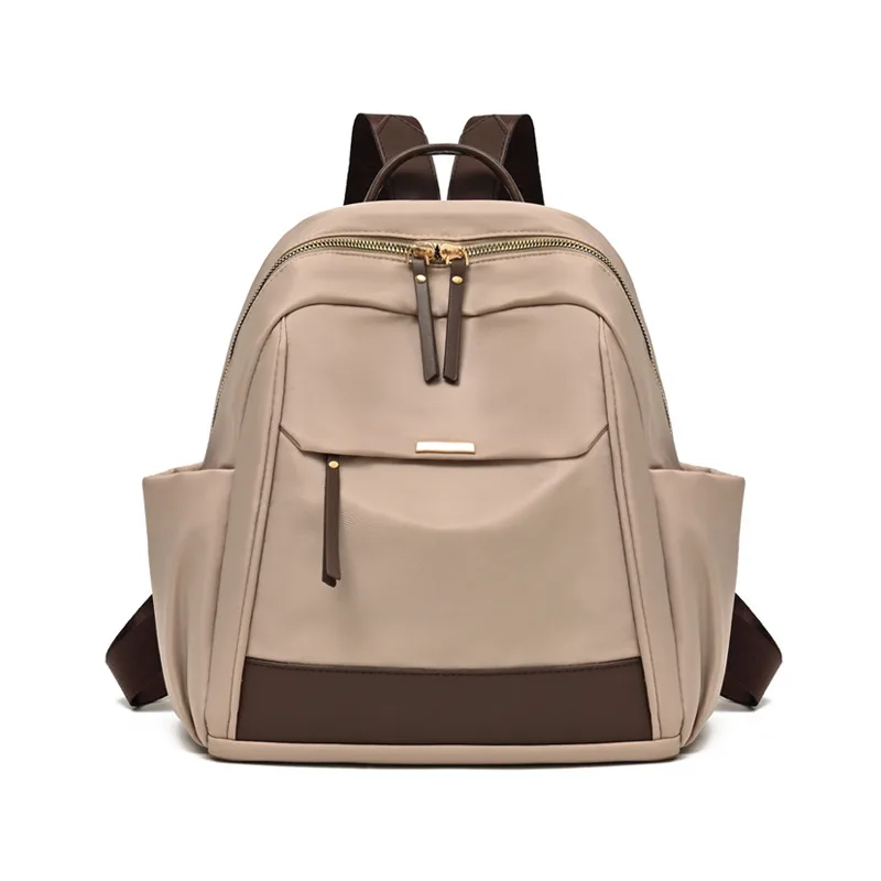 Women's Lightweight Travel Backpack - Nylon, Large Capacity, One Size — Milk Tea Color